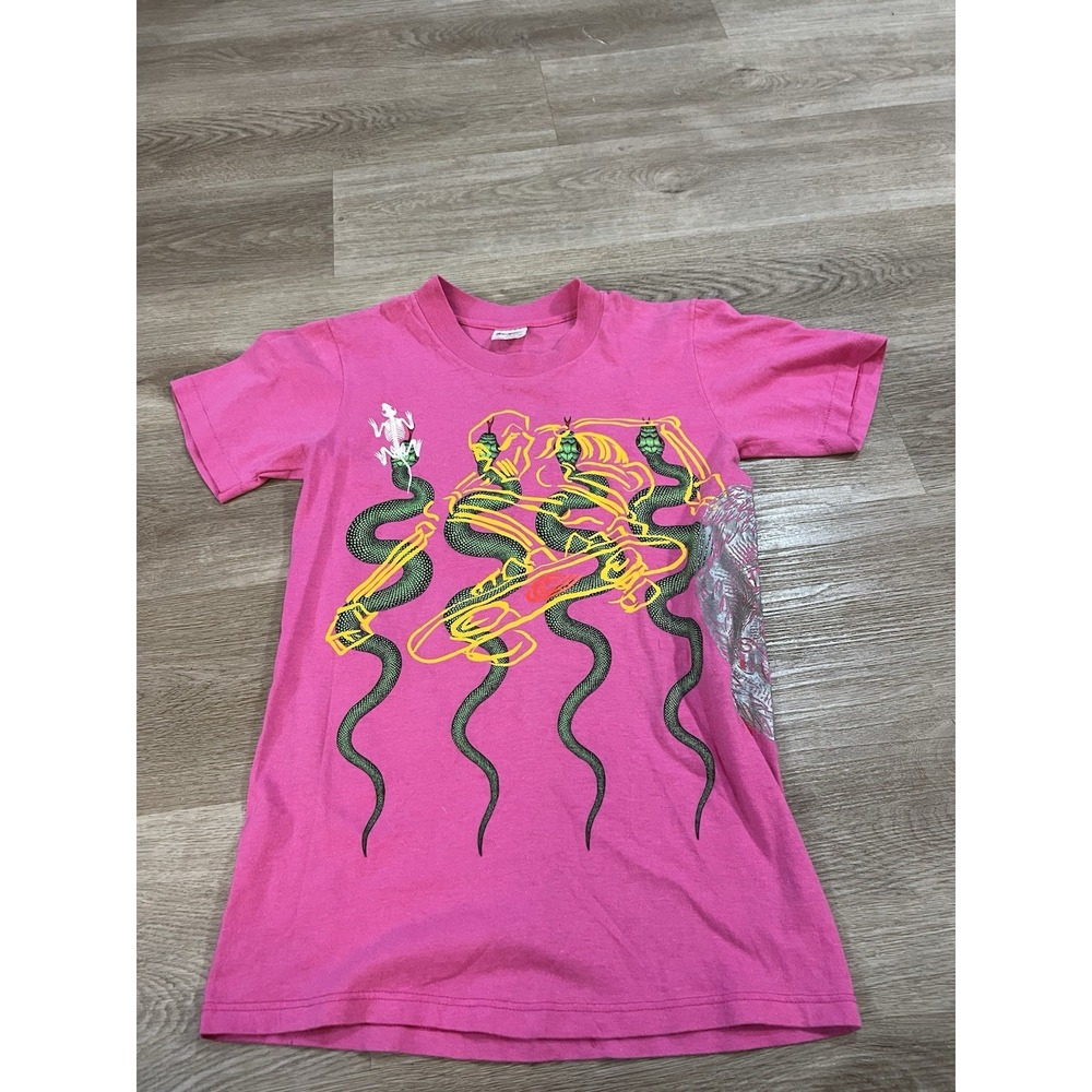 POWELL PERALTA Bones Test Print‎ T-shirt Vintage Pink Size S Rare